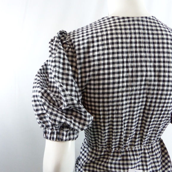 TOPSHOP 9-9 Gingham Tulip Minidress In Monochrome SIZE US 2 BLACK WHITE - Picture 7 of 9
